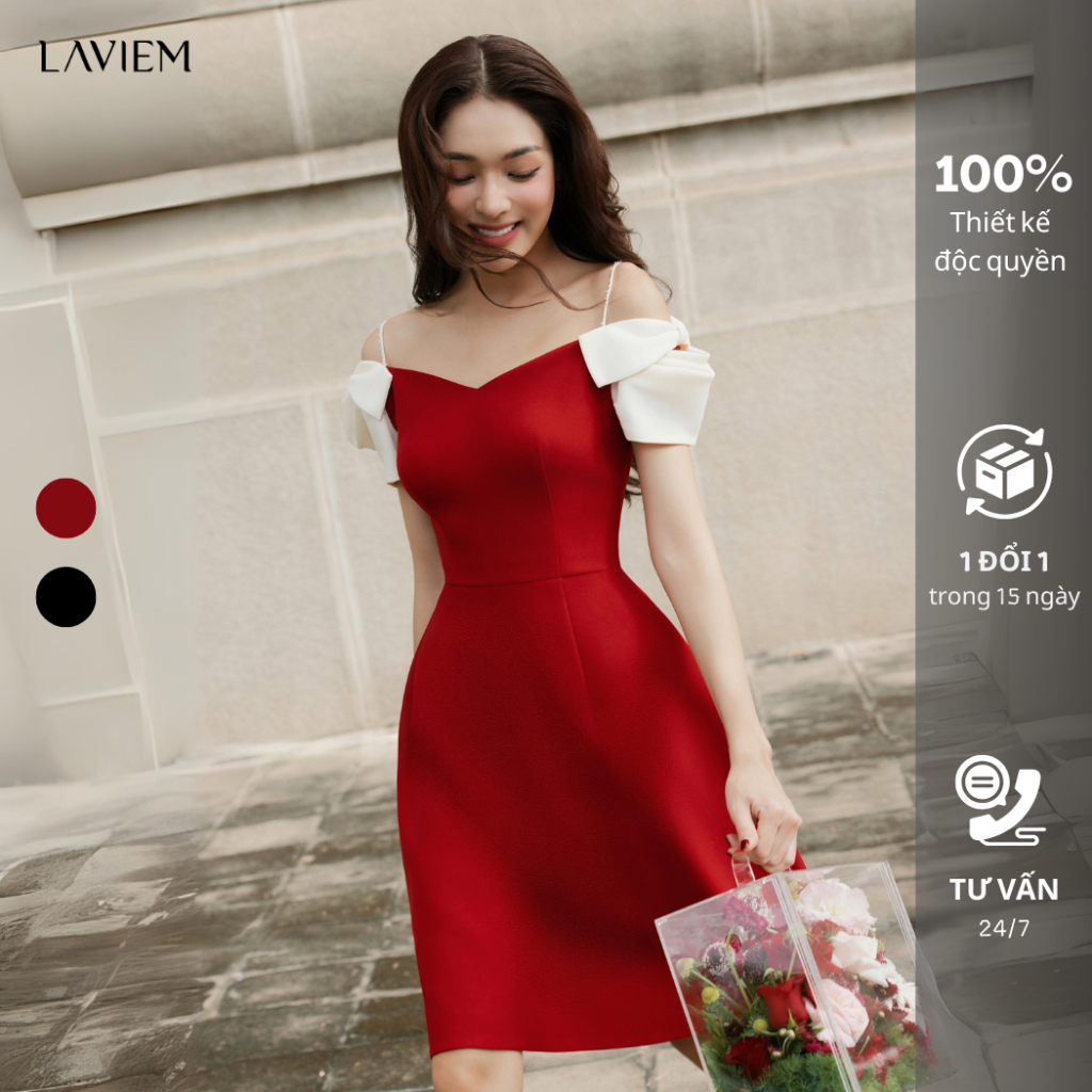 LAVIEM - Váy thiết kế 2 dây tay nơ - Abby Dress