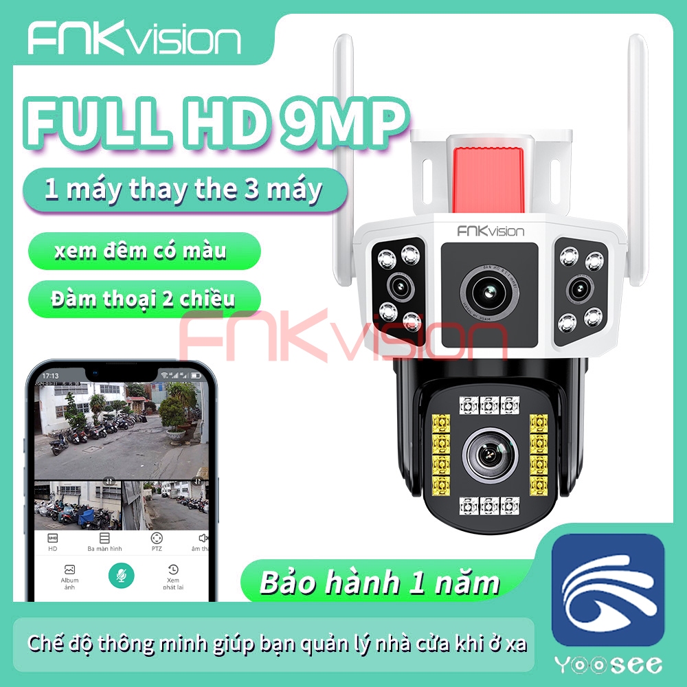 Camera YOOSEE  3 MÀN HÌNH ĐỘC LẬP Fnkvision 9MP (3MP + 3MP + 3MP), Báo động cực to, bảo hành 1 năm