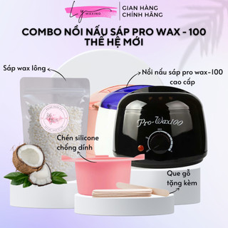 COMBO Wax Lông tại nhà Nồi Nấu Sáp Pro Wax 100 LY WAXING Cao Cấp+Sáp Wax+Chén Silicone Tặng que wax