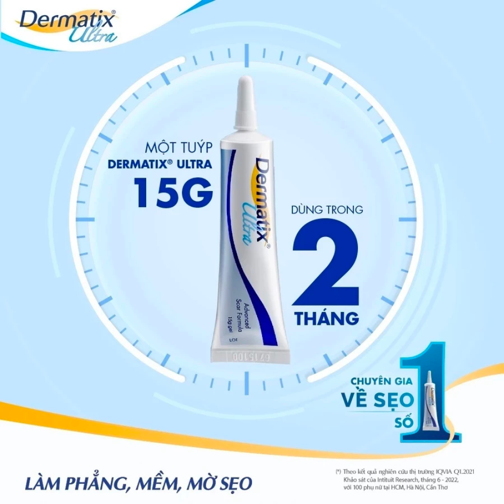 Kem mờ sẹo DERMATIX ULTRA - Kem sẹo DERMATIX made in USA 15g giúp mờ sẹo lồi, sẹo tai nạn, sau phẫu 