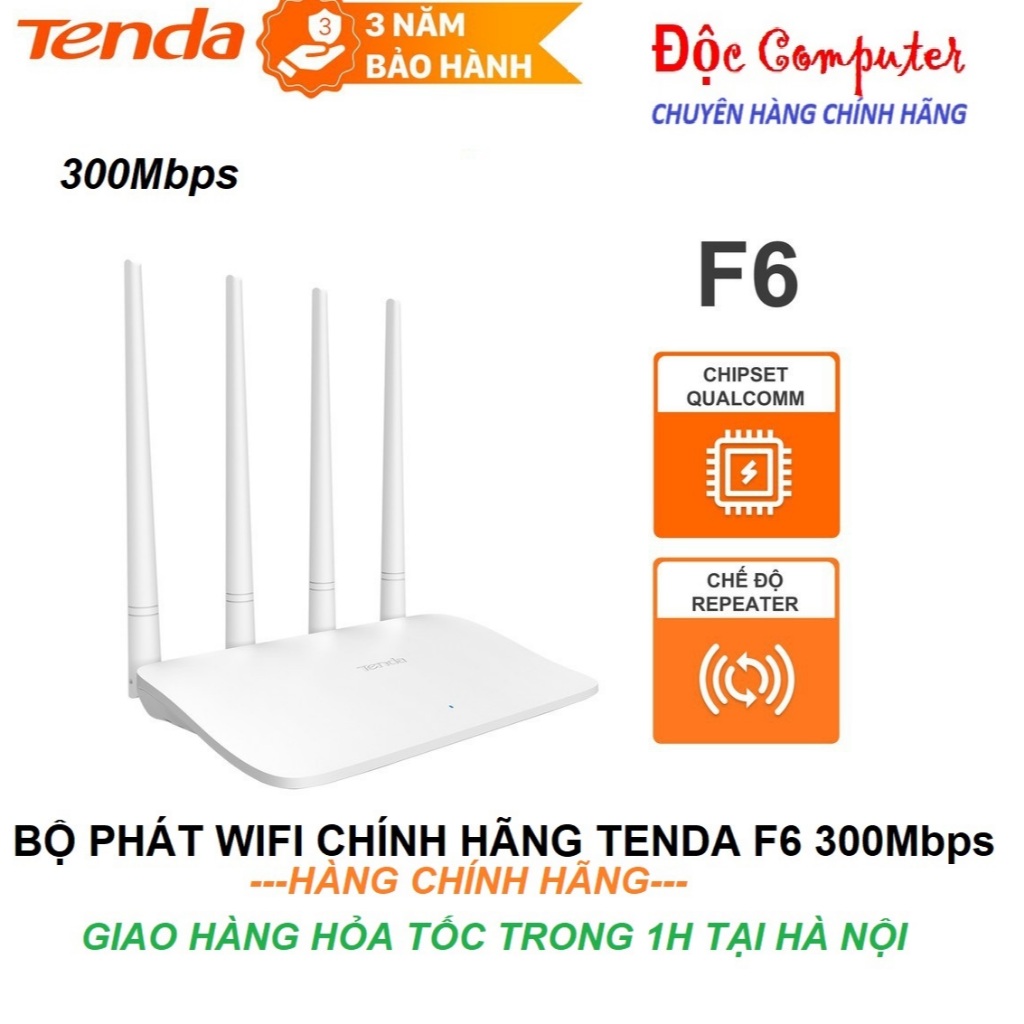 Bộ phát Wifi chuẩn N 300Mbps Tenda F3  3 râu,Tenda F6  4 râu - Hàng CHUẨN chính hãng