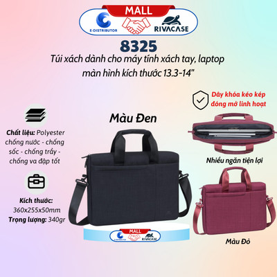 [HỎA TỐC] Cặp xách Laptop RIVACASE 8325 13.3 inch - Bảo hành 24 tháng - Hàng chính hãng