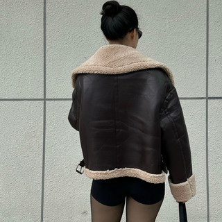 Áo khoác da lót lông - Faux shearling aviator mustang jacket (Hình ảnh thật shop chụp)