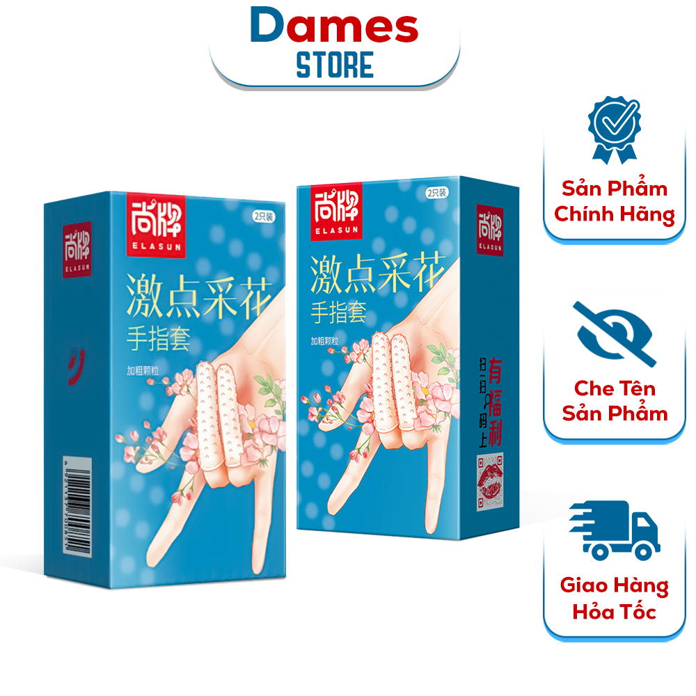  Bao Cao Su Ngón Tay Gai ELASUN Bcs Gân Gai Dọc Thân Nhiều Gel Bôi Trơn  Hộp 2C  | Dames.store 