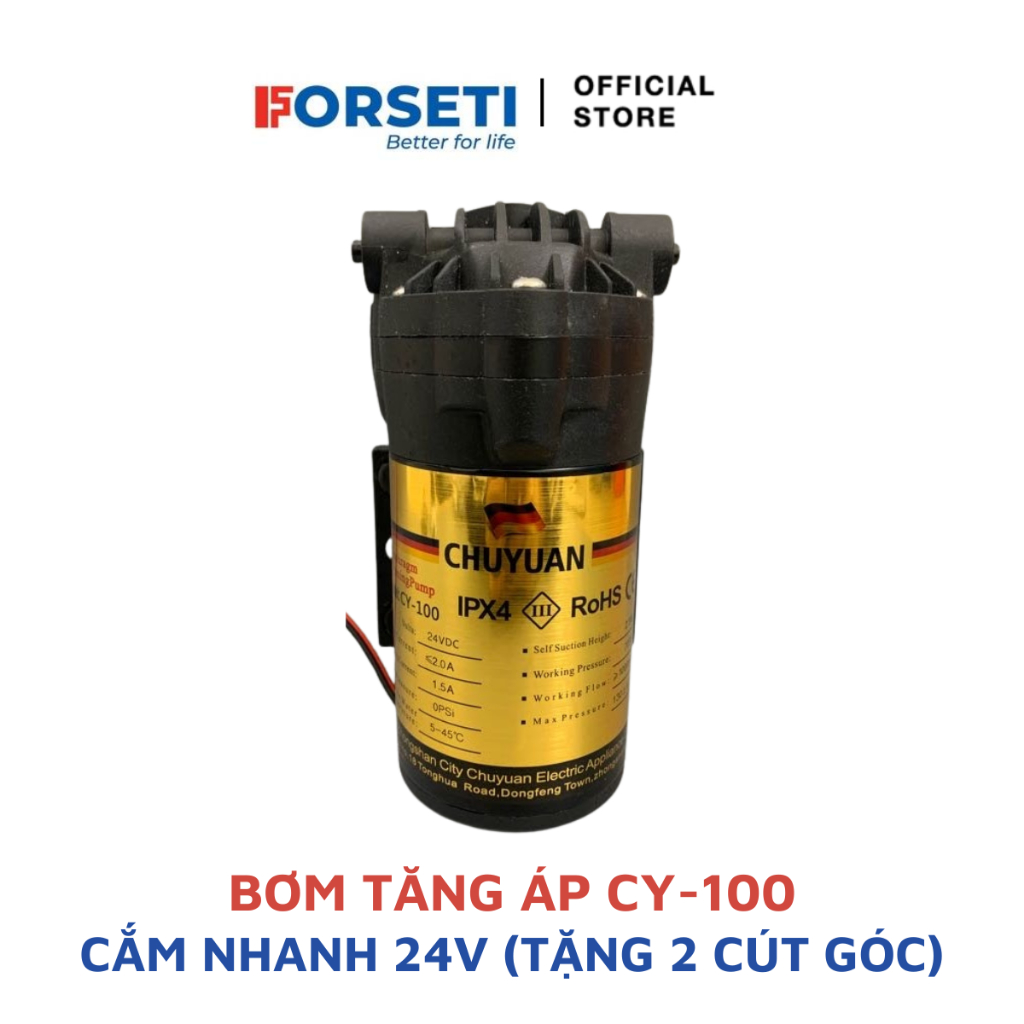 Bơm 24V CY-100 áp suất 70 PSI nhập khẩu Đức cho máy lọc nước RO Karofi, Kangaroo, Sunhouse, Forseti,