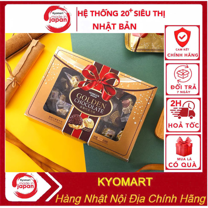 Kẹo Chocolate hộp giấy Hongya GOLDEN 208g