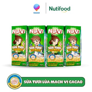 (Có Thẻ Quà) Lốc 4 Hộp Nuvi Sữa Tươi Trái Cây Nho/ Cam/ Lúa Mạch Vị Cacao/ Sữa Chua Dâu Hộp 180ml NUTIFOOD - YOOSOO MALL