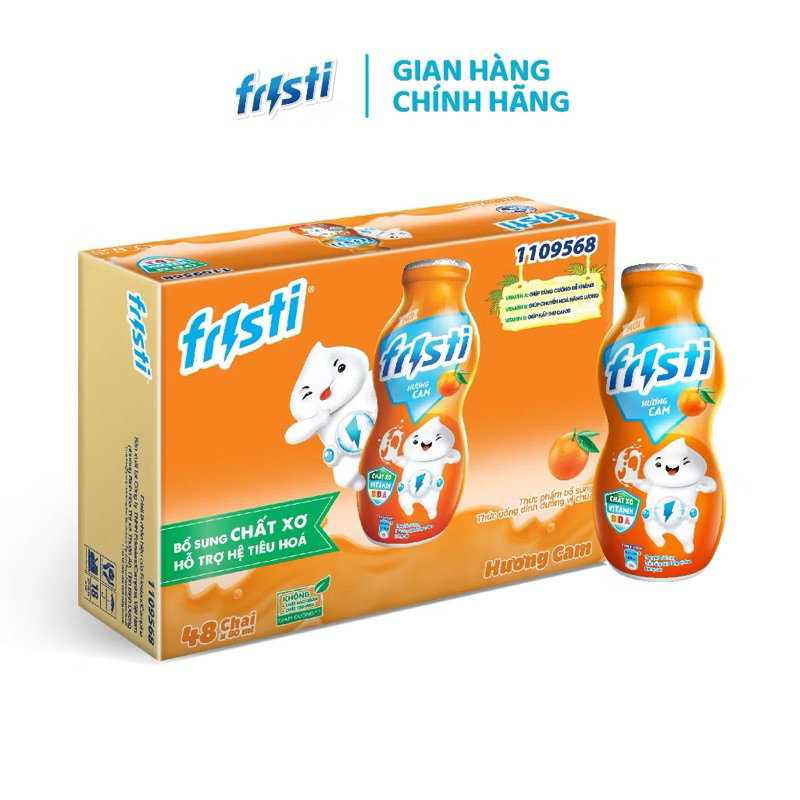 Thùng sữa chua uống lên men tự nhiên Fristi 80ml x 48  Hương Cam