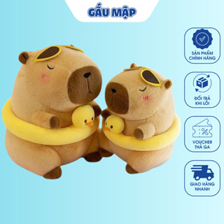 Gấu Bông Capybara Đeo Phao Vịt, Thú Nhồi Bông Capybara Nhồi Bông Mềm Mịn Cao Cấp Gấu Mập