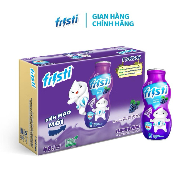 Thùng sữa chua uống lên men tự nhiên Fristi 48x80ml Hương Nho