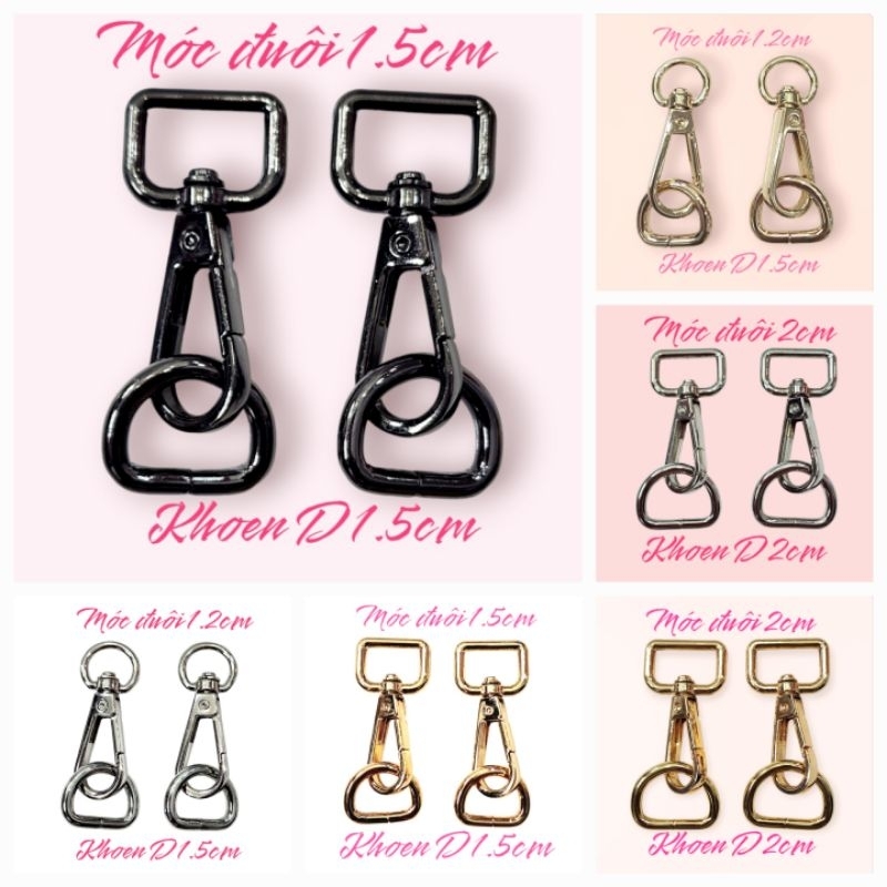 Bộ 2 cặp khoen D và móc xịn cùng màu sắc và kích cỡ