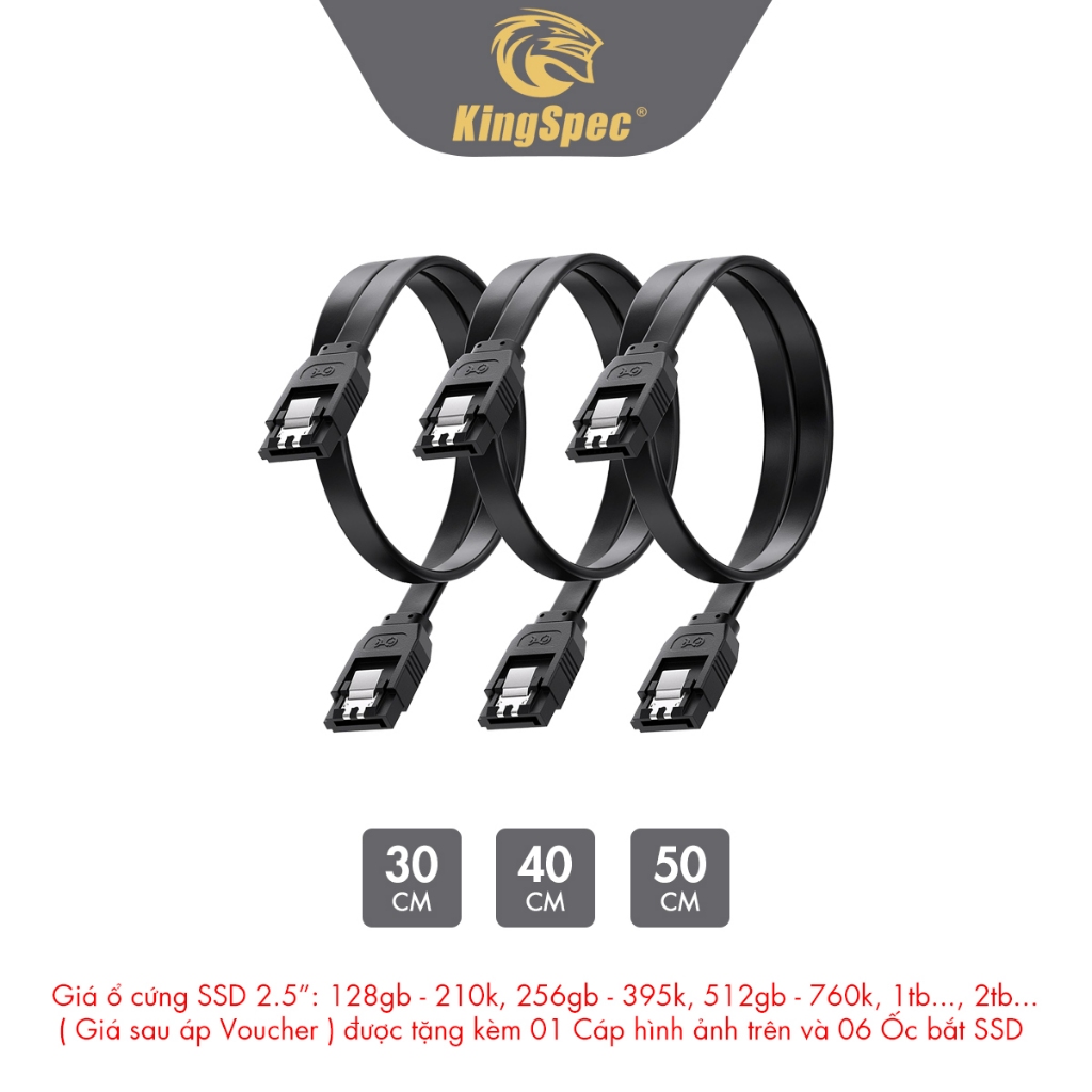 Cáp dữ liệu SATA3 6GB/s [ cho SSD KingSpec HDD 2.5 & 3.5 ] - Hàng Chính Hãng