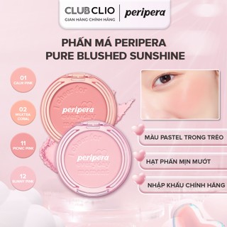 Phấn Má Hồng Peripera Pure Blushed Sunshine Cheek 4,2g Hạt Phấn Mịn Mướt Bám Lâu Trên Da Chính Hãng PEPHANMASC