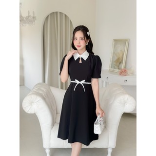 Váy nơ eo cổ đức dáng xòe Charme 308002