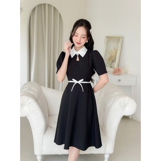 Váy nơ eo cổ đức dáng xòe Charme 308002