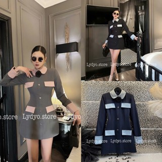 Váy đầm vest dáng dài, áo vest váy giấu quần thiết kế cổ đức, sơ mi giấu quần cao cấp sang chảnh dự tiệc, công sở