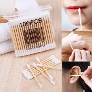 [HCM]Bịch tăm bông 100 que thân gỗ (thân thiện với môi trường) Goodtime