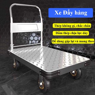 Xe đẩy hàng BTOOL xe kéo hàng xếp gọn bánh cao su sàn thép siêu bền chống ồn tải trọng lớn 420-1000kg