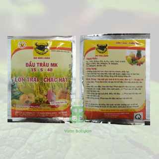 Phân Bón Đầu Trâu MK NPK 15-5-40 VUONBABYLON, Trái Lớn, Chắc Hạt, Cây Khỏe - Gói 10G