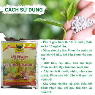 Phân Bón Đầu Trâu MK NPK 15-5-40 VUONBABYLON, Trái Lớn, Chắc Hạt, Cây Khỏe - Gói 10G