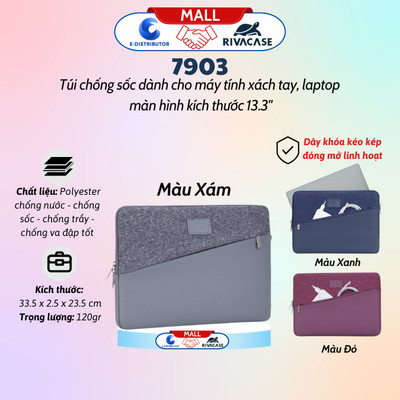 [HỎA TỐC] Túi chống sốc Rivacase 7903 dành cho Laptop 13.3 Inch - Bảo hành 24 tháng - Hàng chính hãng