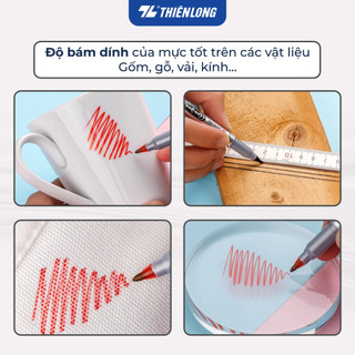 Bút lông dầu Thiên Long PM-04, mực không trôi khi gặp nước