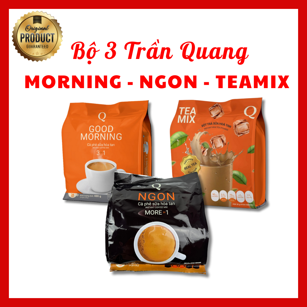 Bộ 3 sản phẩm Trần Quang Cafe Morning - Cafe Ngon - Trà Sữa Teamix