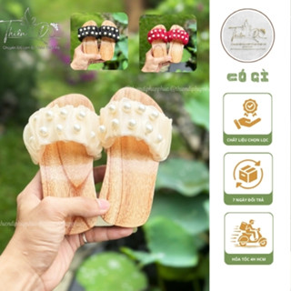 Guốc gỗ cho bé gái, dép gỗ cho bé trai, bé gái chất gỗ xoan đào bền bỉ chống thấm nước Thiên Di