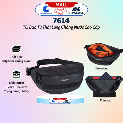 [HỎA TỐC] Túi đeo thắt lưng vải chống nước cao cấp Rivacase 7614 - Bảo hành 24 tháng- Hàng chính hãng
