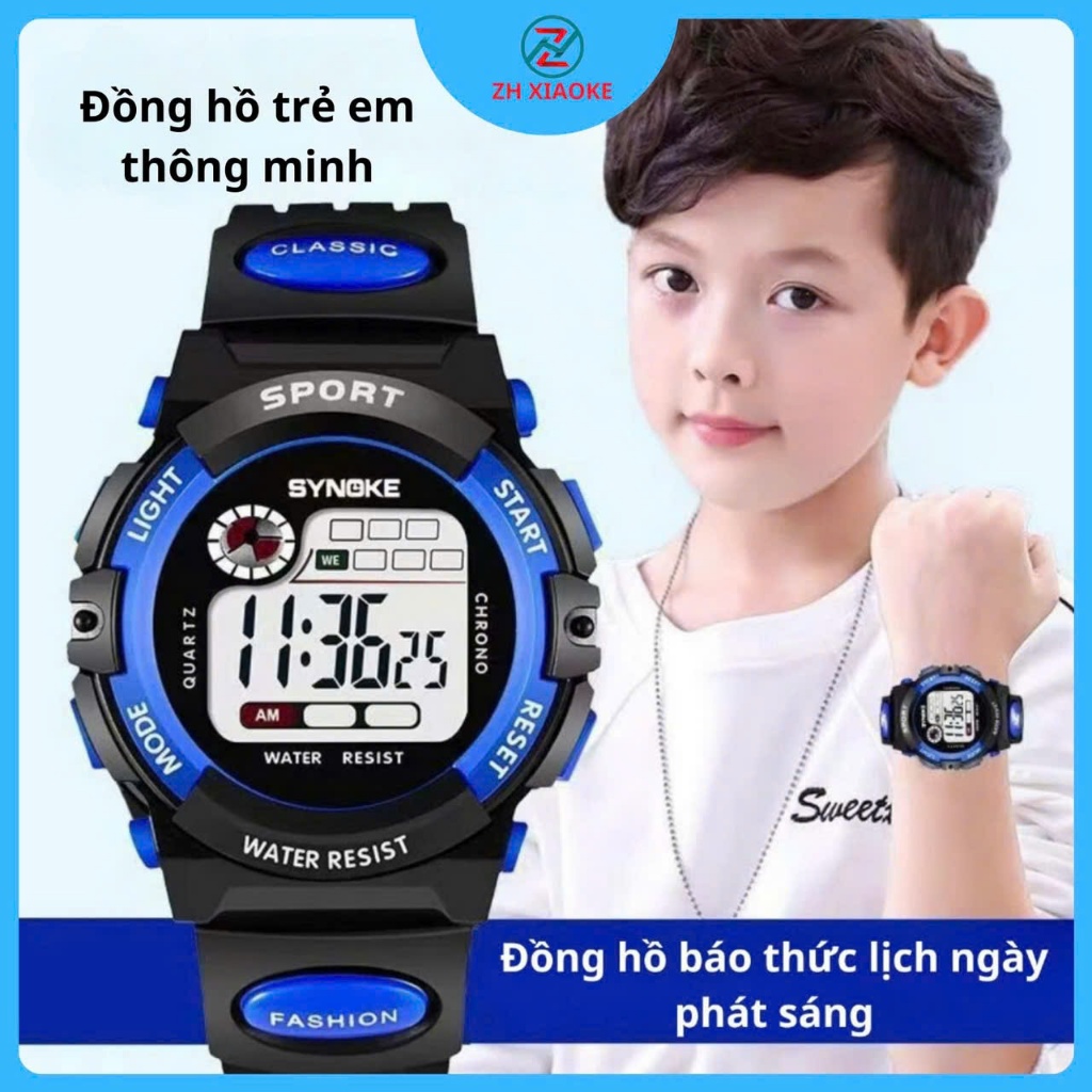 Đồng hồ trẻ em thông minh ZH XIAOKE, đồng hồ kĩ thuật số LED đa chức năng, đồng hồ thể thao cho bé