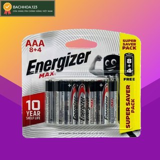 Pin AA, AAA Energizer Alkaline chống chảy 1.5v E91, E92/LR6, LR03 (Xuất xứ Singapore) Loại vỉ 12viên