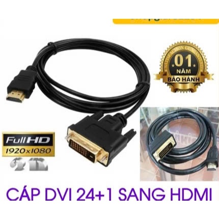 Cáp DVI 24 +1 to HDMI (Loại tốt)/ Cáp HDMI to DVI 24+1, Dây Đen