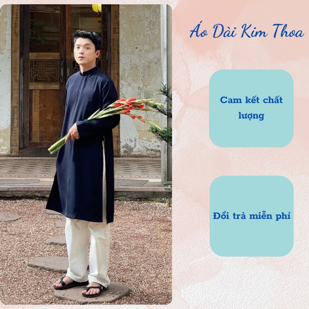 Áo Dài Nam Dáng Suông Xưa Lụa Mềm Khóa Lưng Kéo N05