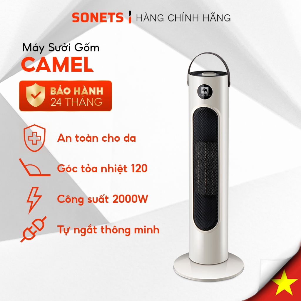 Máy Sưởi Gốm Camel, Quạt Sưởi Gốm Phòng Ngủ, Hẹn Giờ, Không Gây Khô Da Cho Bé, Người Già. SONETS