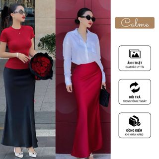  CHÂN VÁY LỤA SATIN 2 LỚP CAO CẤP DÁNG ĐUÔI CÁ NHẸ DÀI 94 CM SIÊU TÔN DÁNG PHONG CÁCH BASIC SANG CHẢNH ĐỦ SIZE NHIỀU MÀU 