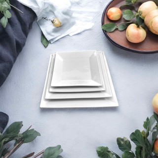 Đĩa Vuông Sứ Trắng Cao Cấp OHIO 17.78cm - 25cm. Đồ dùng bàn ăn