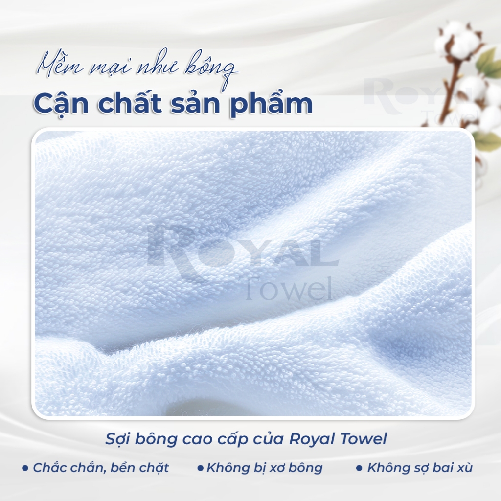Khăn Tắm Royal Towel 50x100cm, 60x120cm 100% Cotton Mềm Mại, Thấm Hút, Kháng Khuẩn | BigBuy360 - bigbuy360.vn