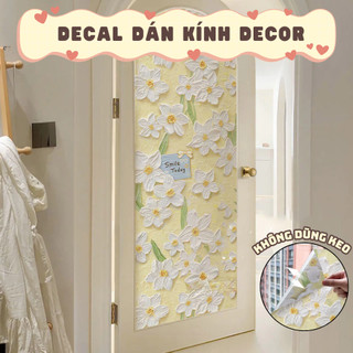 Decal dán kính cửa sổ 3D chống nắng họa tiết dễ thương không dùng keo, Giấy dán kính chống nhìn trộm, chống nước, bụi