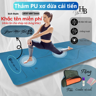 Thảm tập yoga chống trượt cao su xơ dừa định tuyến cao cấp cho người tập yoga tập gym, thảm yoga khắc tên tặng túi đựng