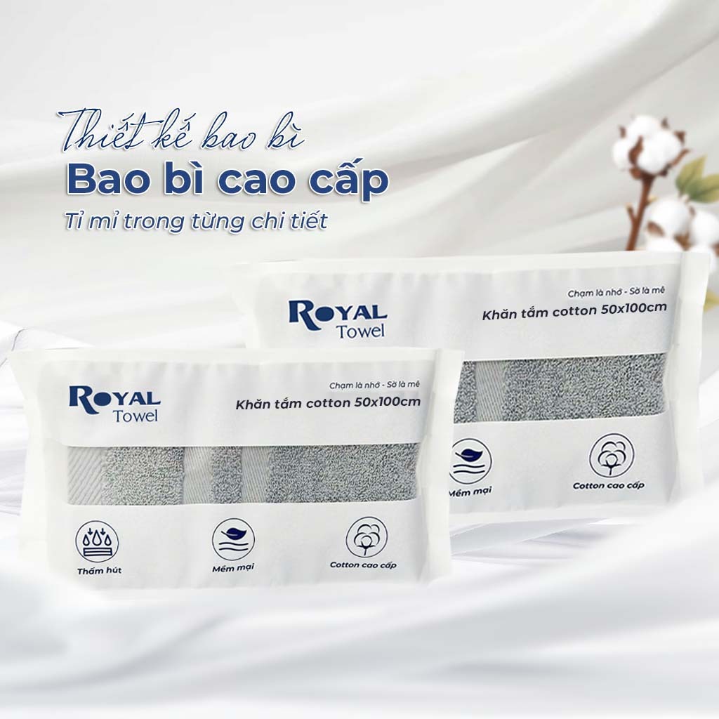Khăn Mặt Royal Towel 30x50cm 100% Cotton Mềm Mại, Thấm Hút, Kháng Khuẩn | BigBuy360 - bigbuy360.vn