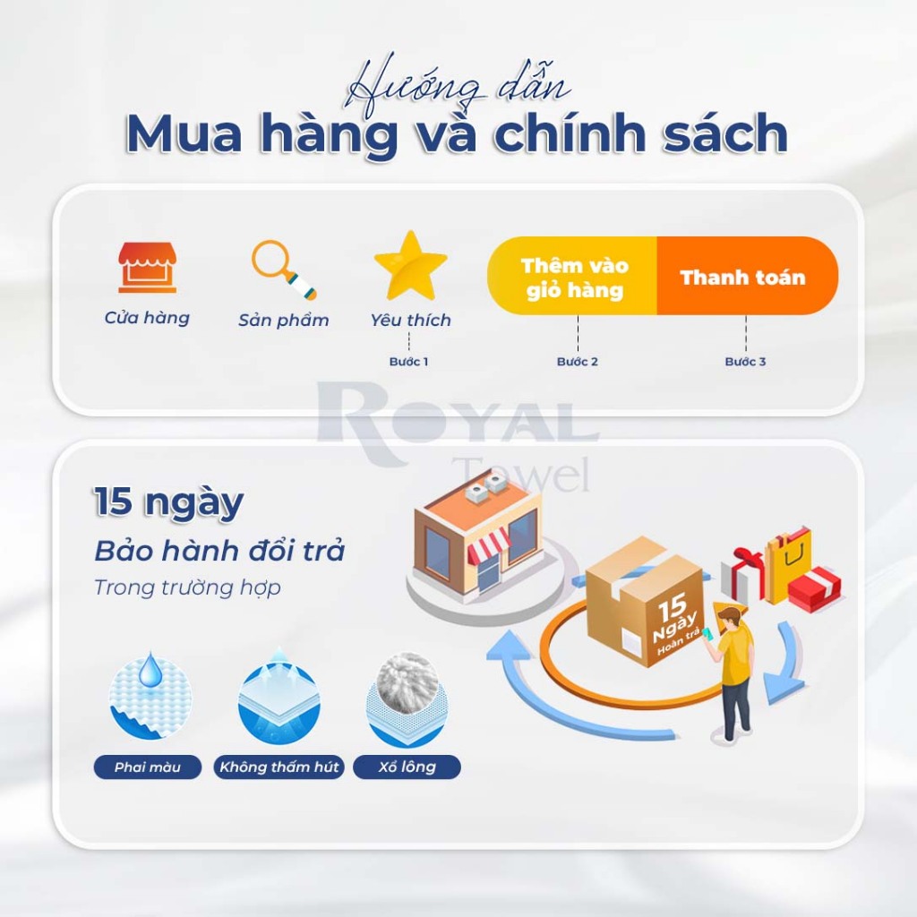 Khăn Tắm, Gội Đầu, Lau Mặt ROYAL TOWEL 100% Cotton Mềm Mại, Thấm Hút, Kháng Khuẩn | BigBuy360 - bigbuy360.vn