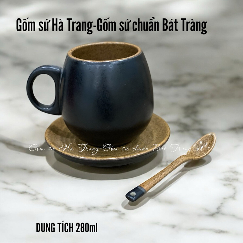 Set cốc cafe  Gốm sứ Bát Tràng cao cấp dung tích 280ml -quà tặng sinh nhật,8/3,20/10,20/11