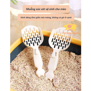  Hỏa tốc  Xẻng xúc cát vệ sinh cho mèo nhựa cao cấp có móc gắn chậu cát tiện dụng 