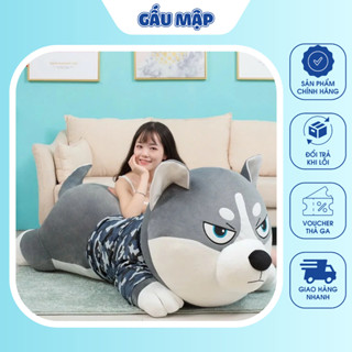 Gấu Bông Chó Husky Khổng Lồ Đáng Yêu, Thú Nhồi Bông Chó Husky Cao Cấp, Gối Ôm Husky Cho Bé Gấu Mập