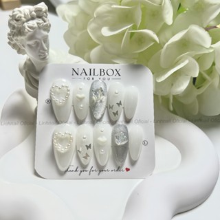 L051 Nail box thiết kế màu trắng kết hợp mắt mèo kim cương