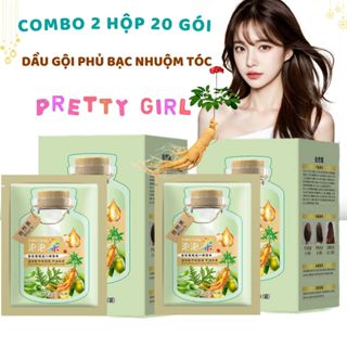COMBO 2 HỘP Dầu Gội Phủ Bạc Nhuộm Tóc Thảo Dược BUBBLE Nhuộm Tóc Tại Nhà Tiện Lợi Với 2 Màu Nâu Hạt Dẻ Và Đen Tự Nhiên