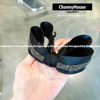 Kẹp dọc phồng tóc nơ rủ mix đá silicon hàng cao cấp thiết kế _ ChannyHouse