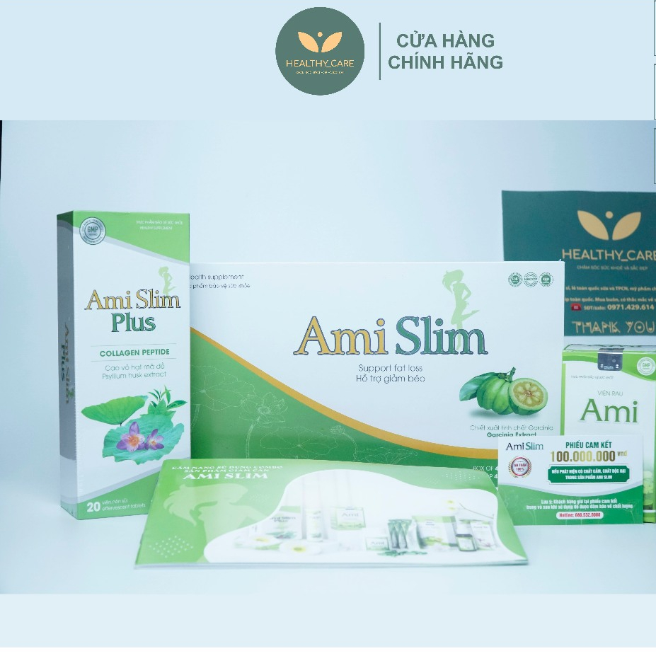 Thạch giảm cân Ami Slim Mẫu Mới Nhất Hộp 45 Gói - Hỗ Trợ Tăng Cường Chuyển Hóa Chất Béo
