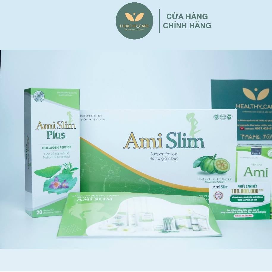 Combo 4 Thạch giảm cân Ami Slim Mẫu Mới Nhất Hộp 45 Gói - Hỗ Trợ Tăng Cường Chuyển Hóa Chất Béo