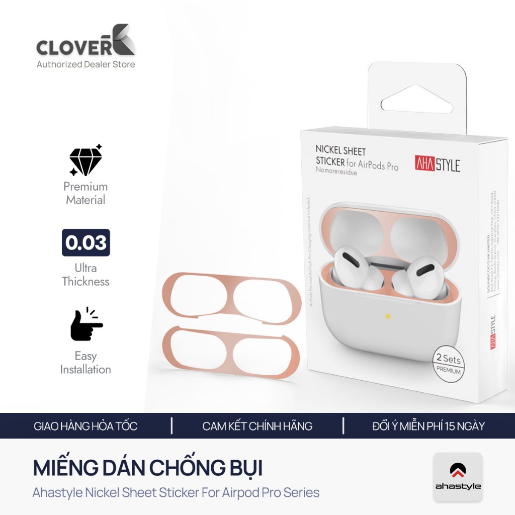 Miếng Dán Chống Bụi Ahastyle Kim Loại Siêu Mỏng - Dành Cho AirPods Pro 1/2 / AirPods 3 - CloverB